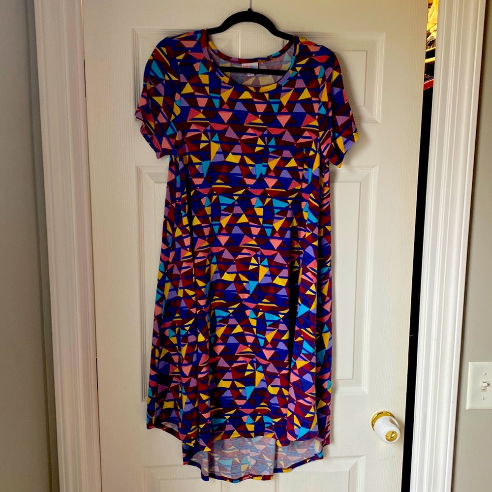 Casual funky pattern swing dress with front pocket- Work Once- Lularoe brand